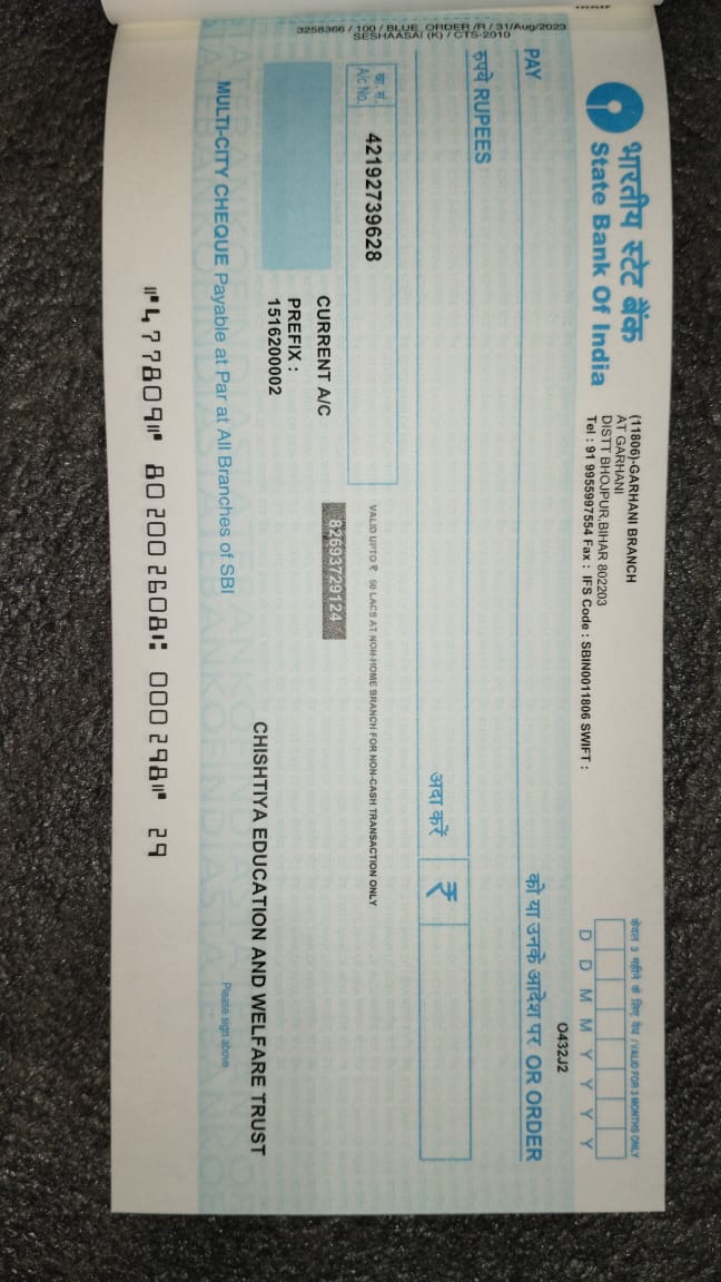 Payment check sample